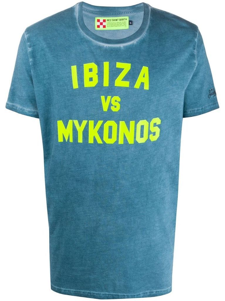 Ibiza vs Mykonos print T-shirt
