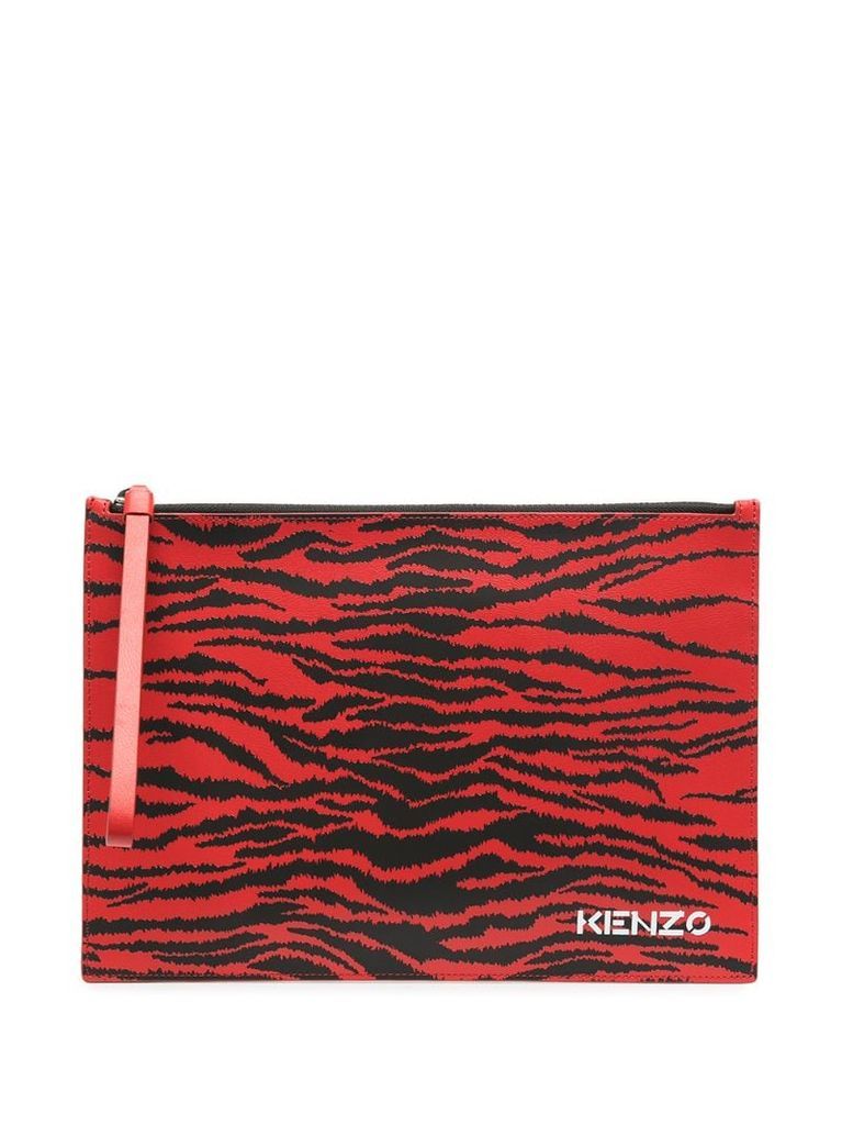 tiger-print clutch bag