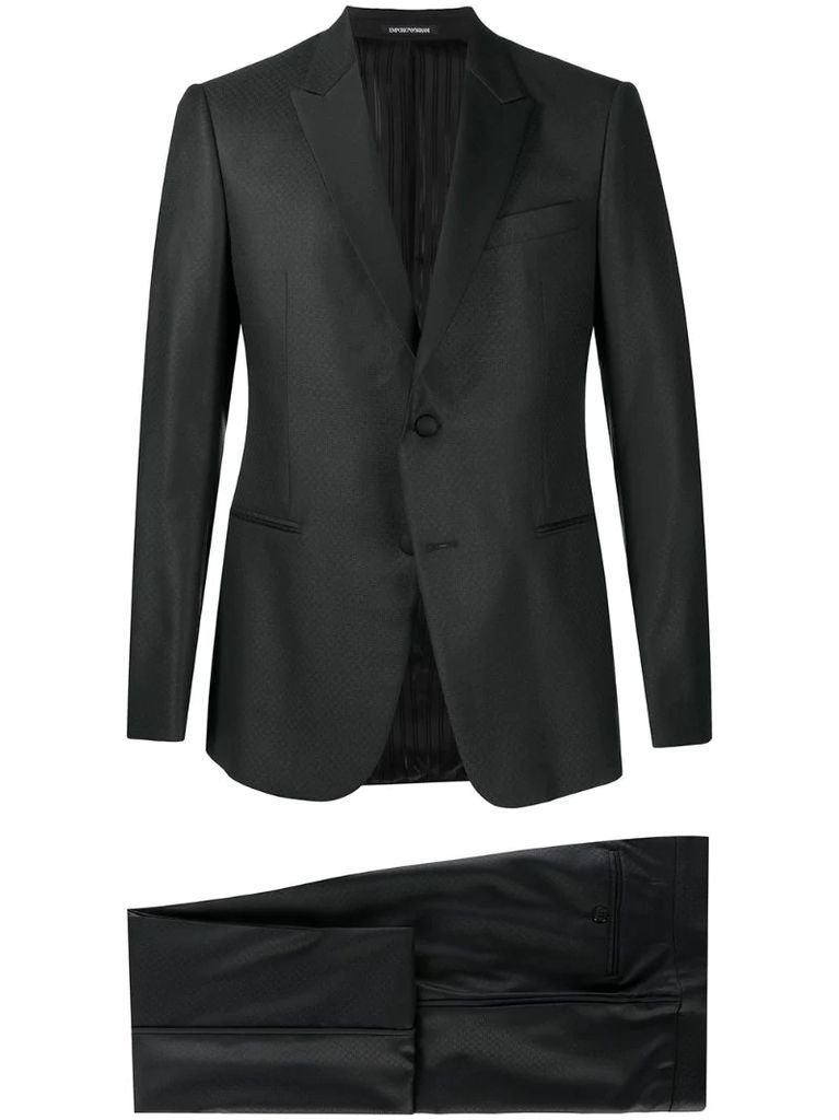 single breasted geometric-jacquard suit