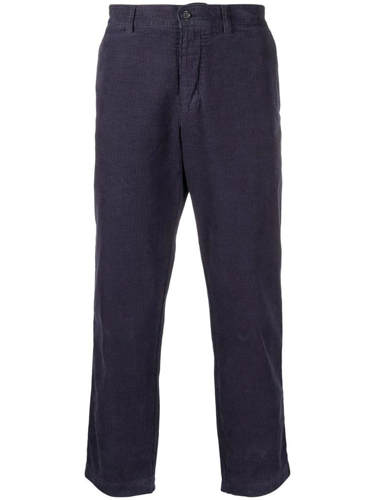 mid-rise textured cropped trousers