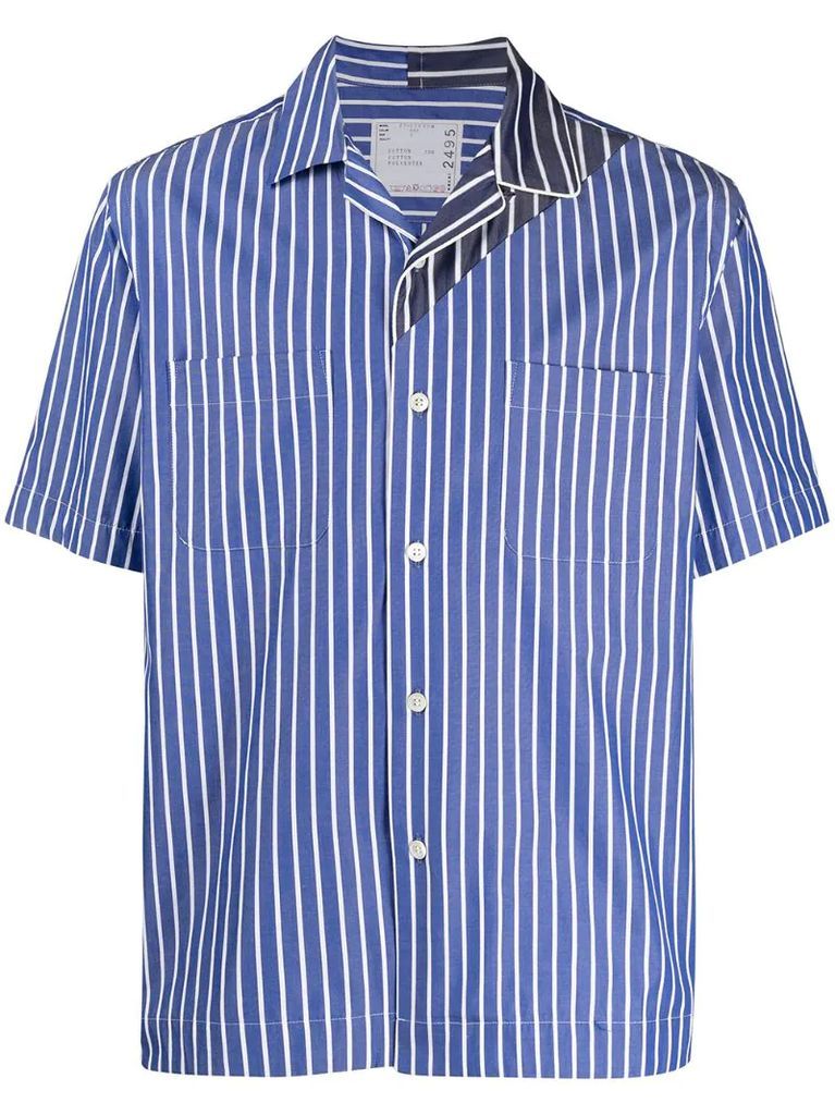 striped short-sleeved cotton shirt