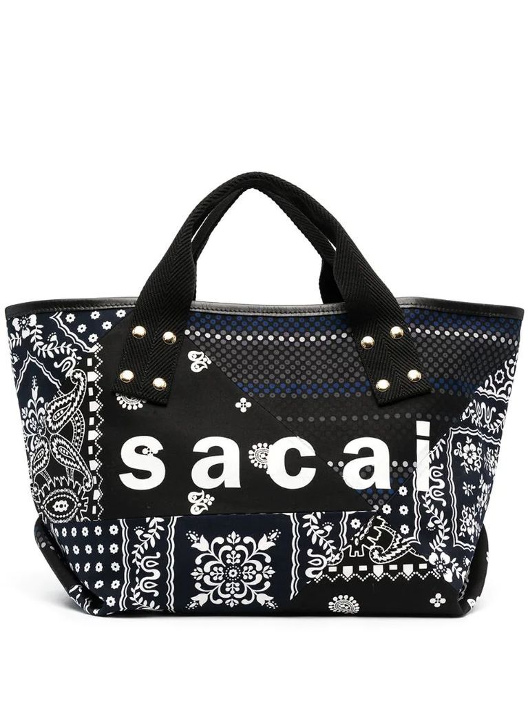 paisley-print patchwork tote