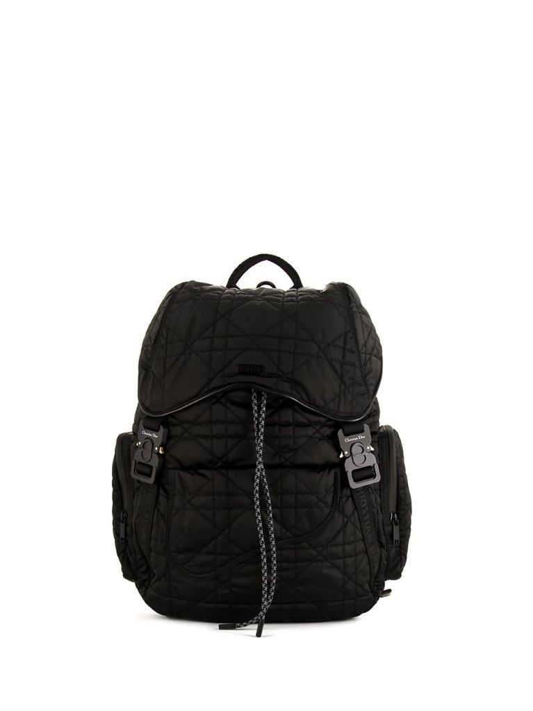 pre-owned quilted canvas cannage backpack