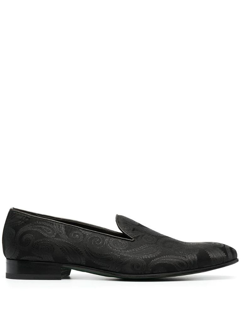 Paisley print silk loafers