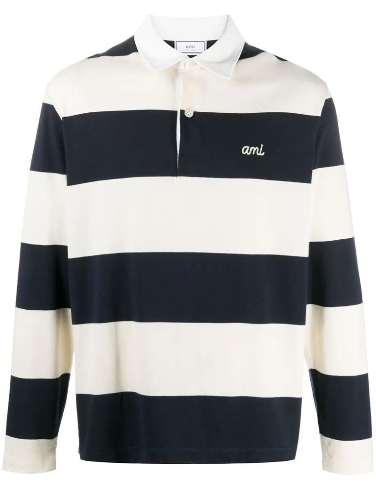 horizontal-stripe polo shirt