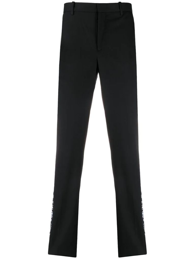 side stripe straight-leg trousers