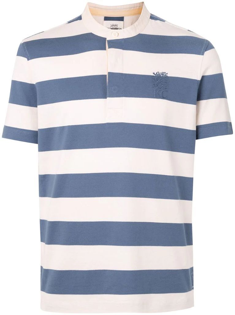 logo crest embroidered striped polo shirt