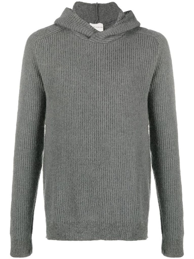 ribbed-knit hooded jumper