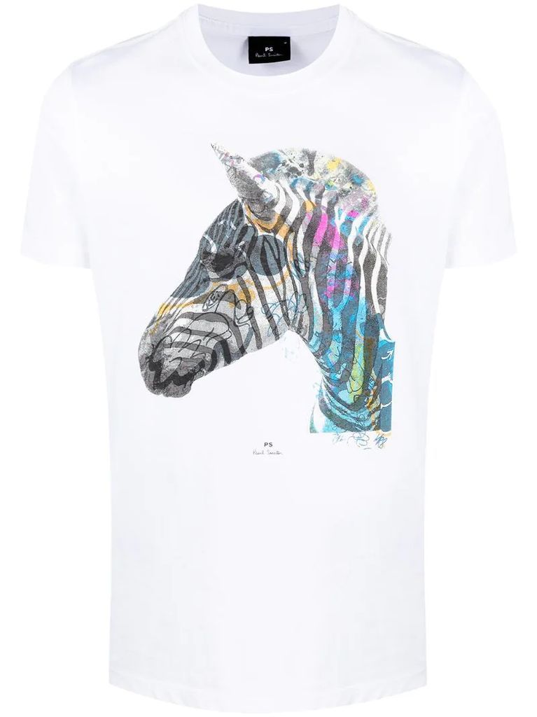 zebra-print crew-neck T-shirt