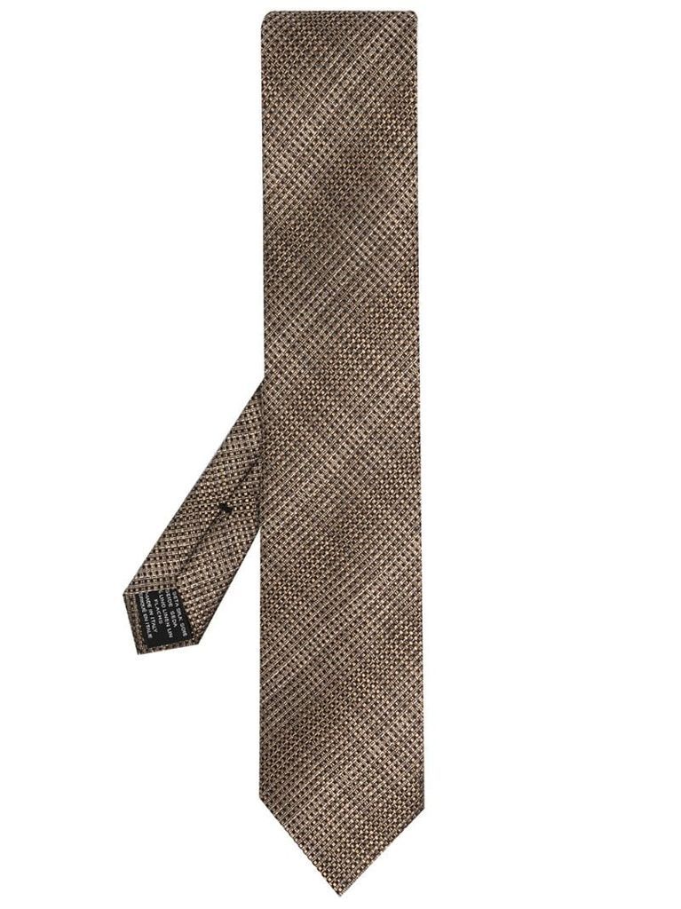 check-pattern silk tie