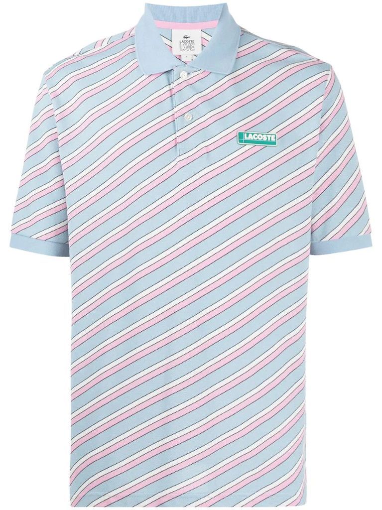 parallel stripe polo shirt