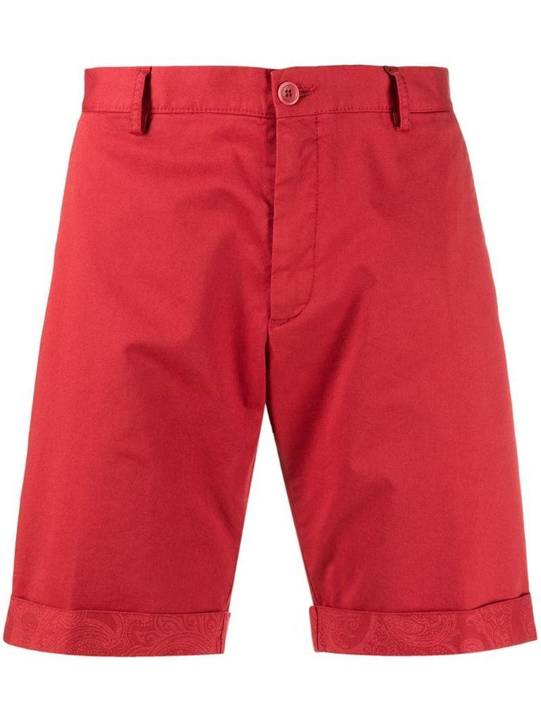 paisley-print cotton chino shorts
