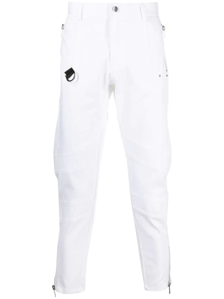 zip-ankle slim fit trousers