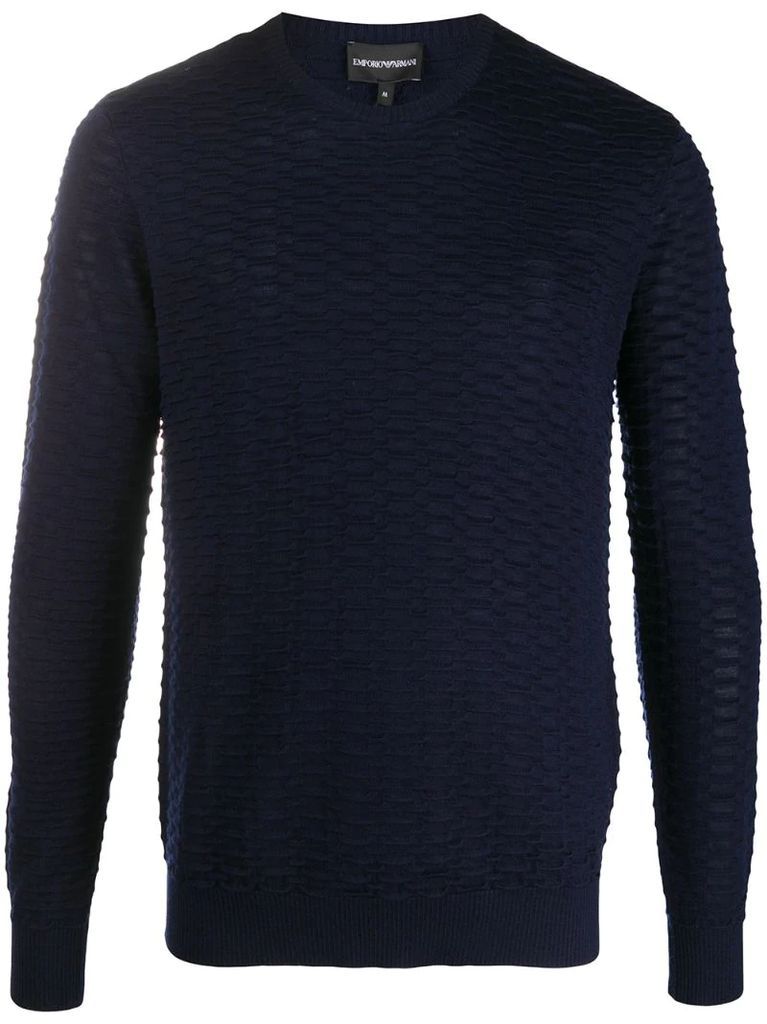 textured knit crewneck jumper