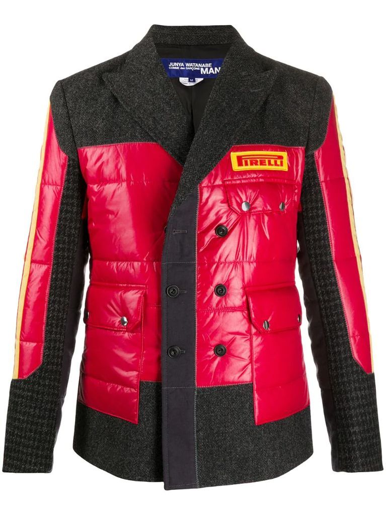 quilted panel single-breasted jacket