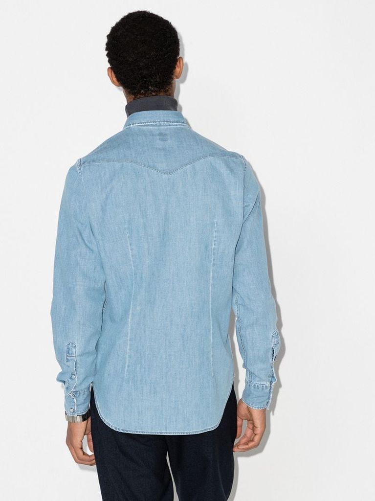 press-stud fastening denim shirt