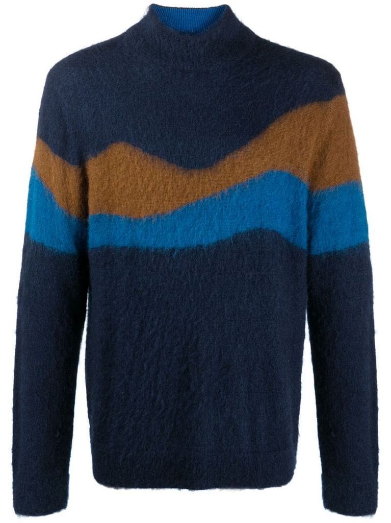 high-neck knit jumper