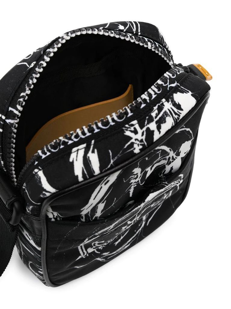 skull print messenger bag