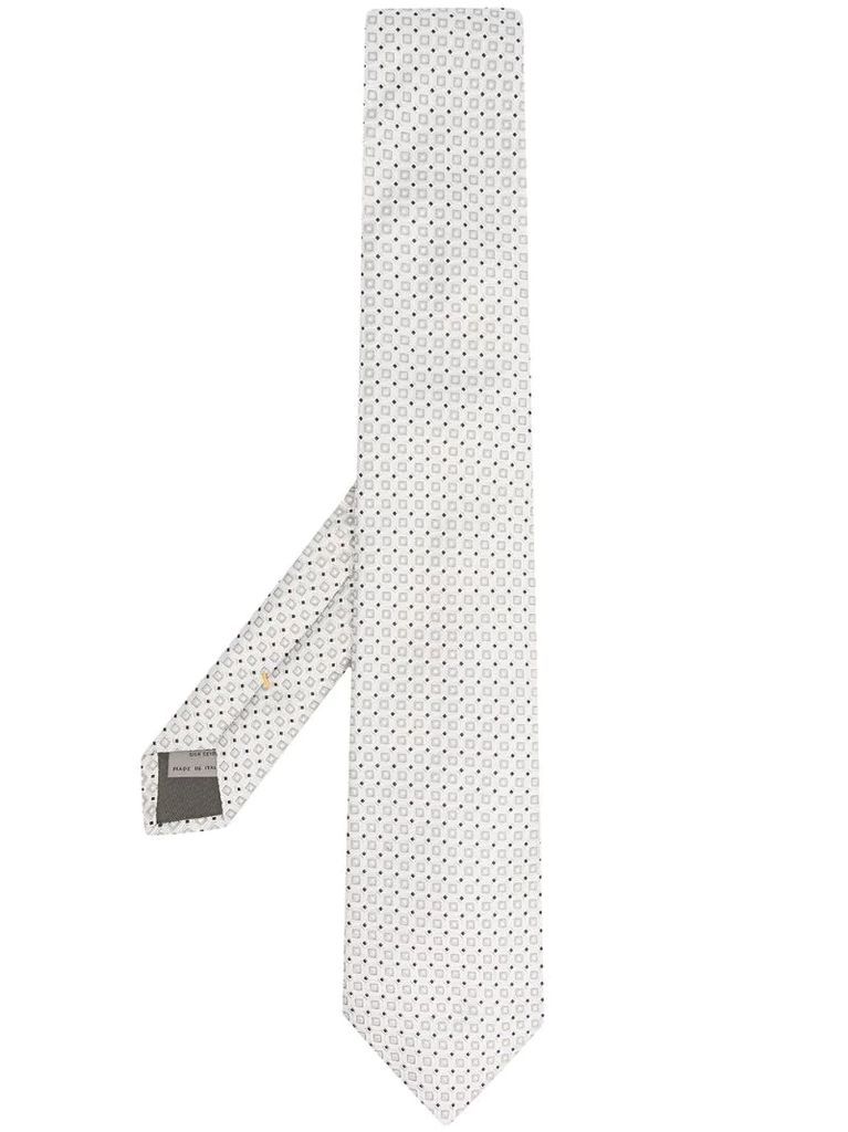 square-patterned silk tie