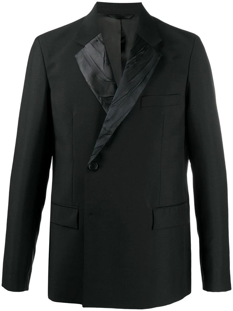 contrast lapel double breasted suit jacket