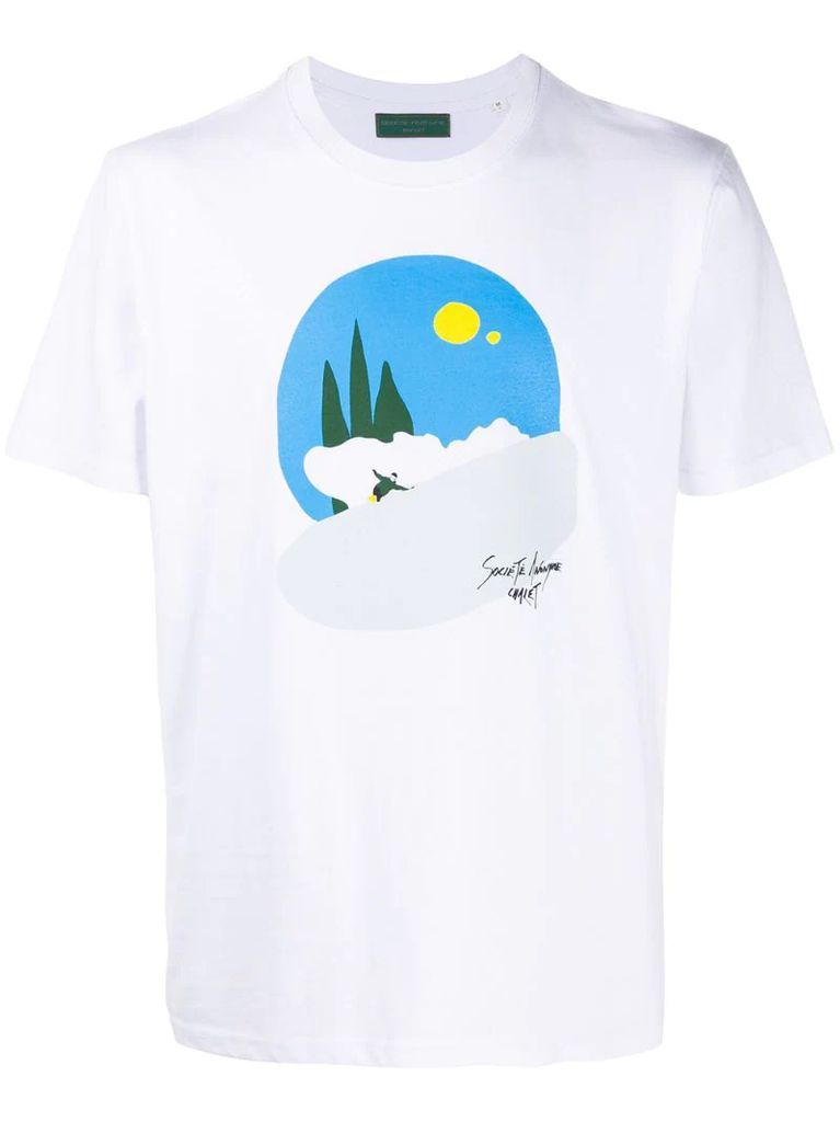 snowboard-print crew-neck T-shirt