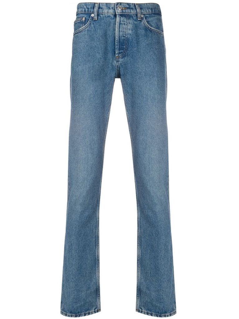 mid-rise straight leg jeans