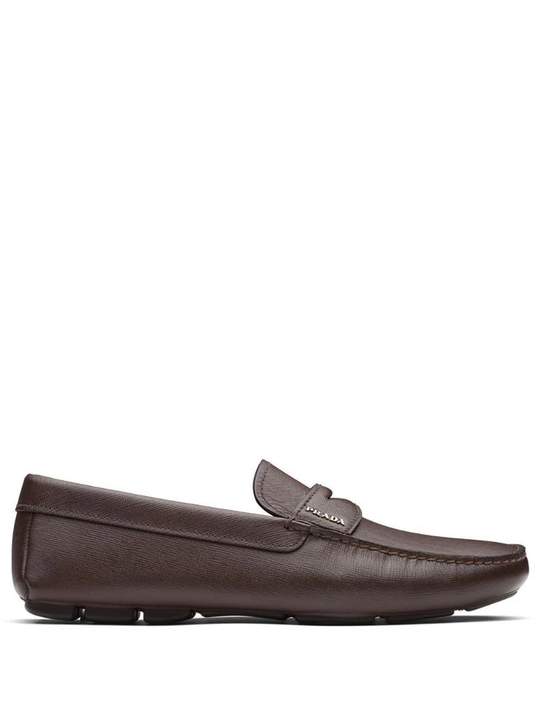 Saffiano leather penny loafers