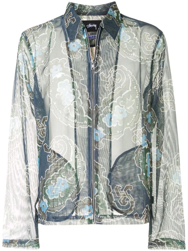 paisley print sheer jacket