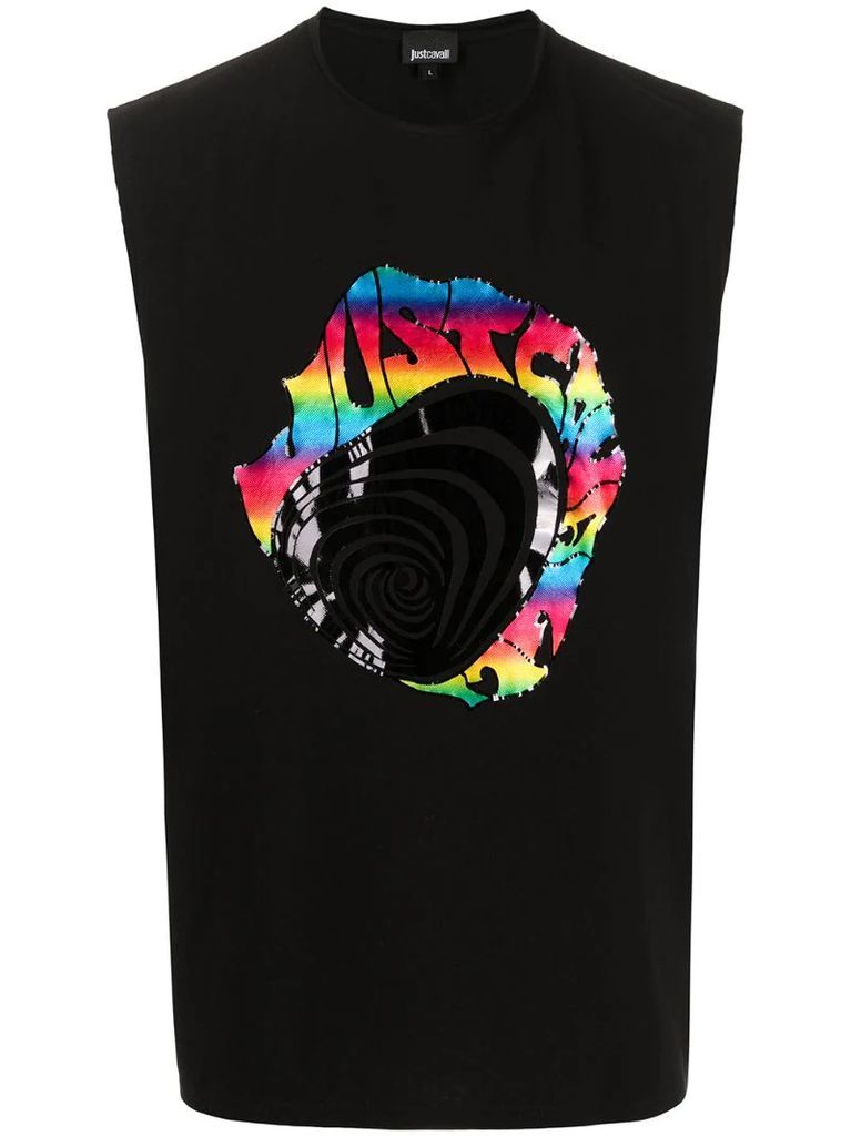 rainbow logo-print vest top