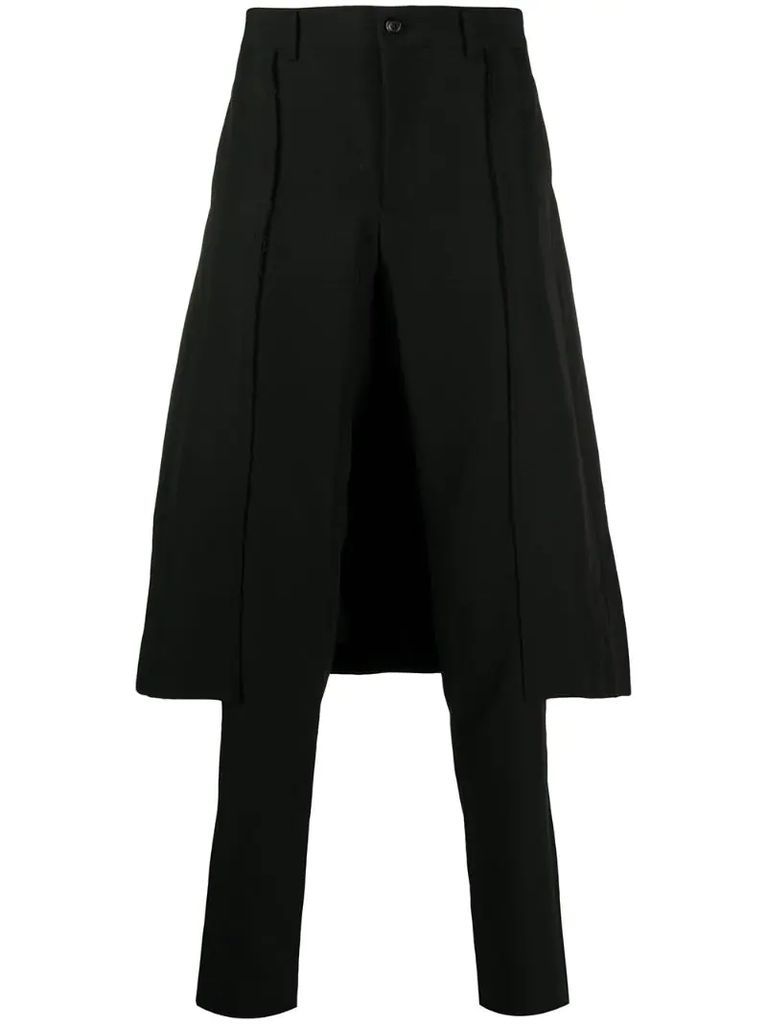 skirt panel straight-leg trousers