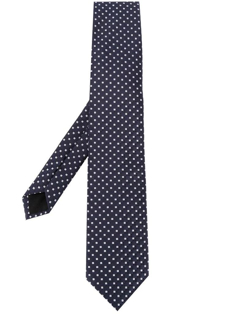 square pattern silk tie