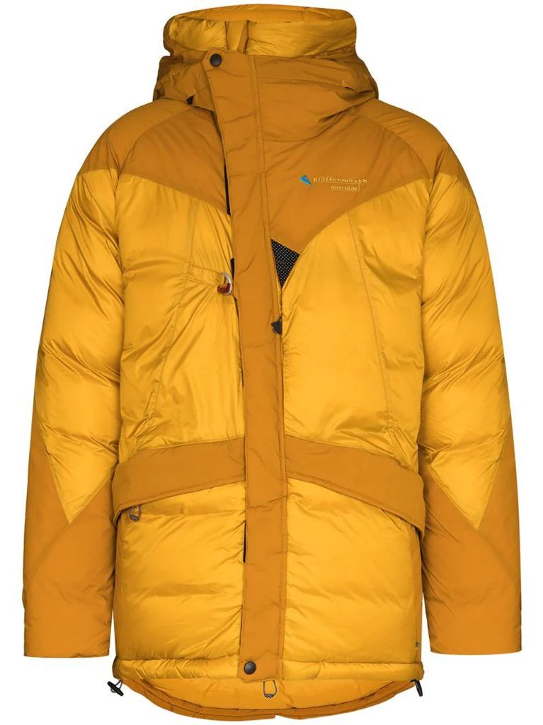 panelled hooded padded jacket