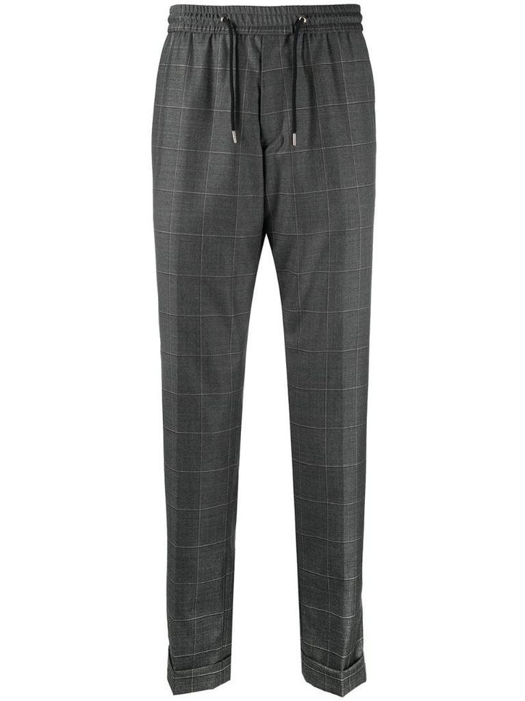 drawstring-elasticated checked trousers
