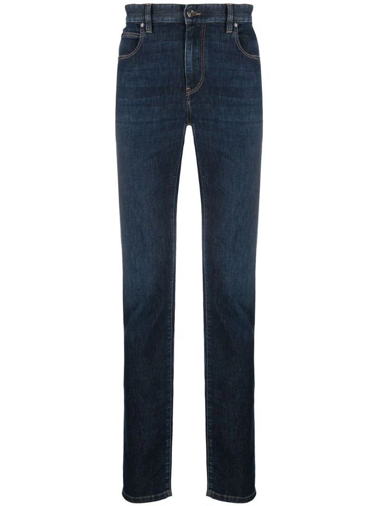 slim-fit mid-rise jeans