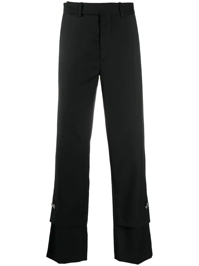 layered straight trousers