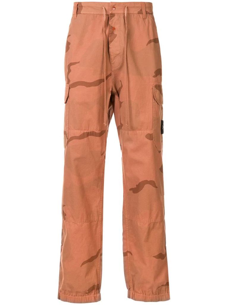 camouflage print cargo trousers