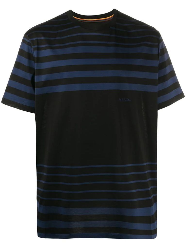 striped logo embroidered T-shirt