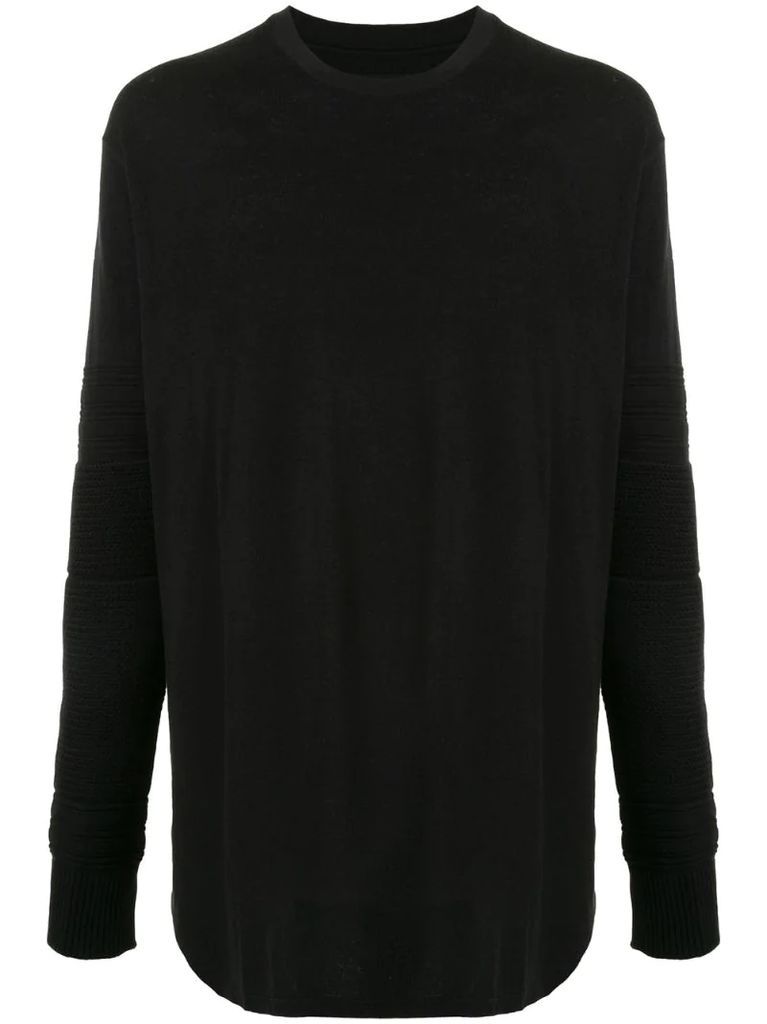 knitted sleeve cotton T-shirt