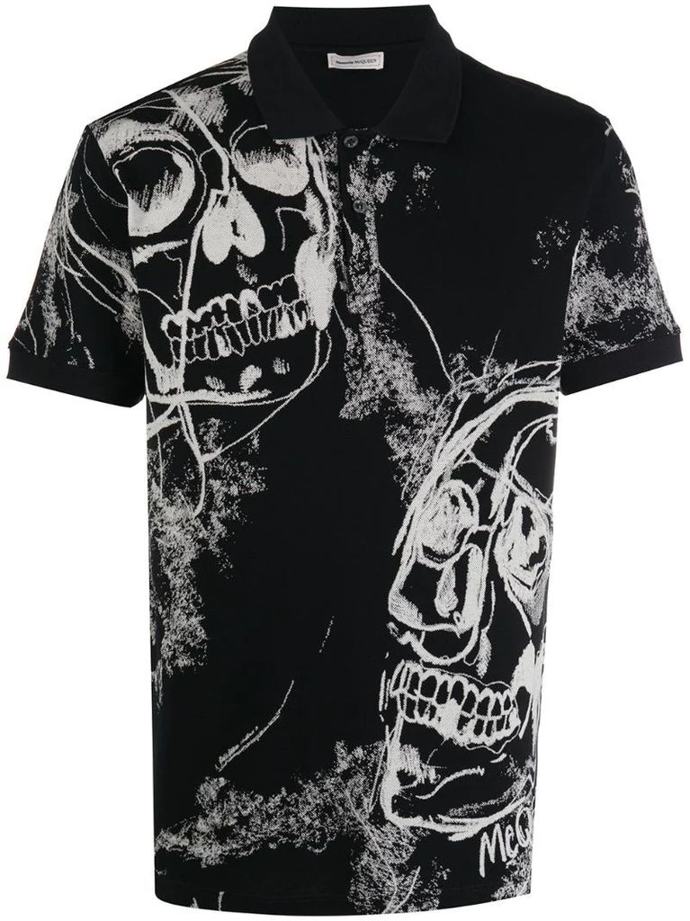 skull print polo T-shirt