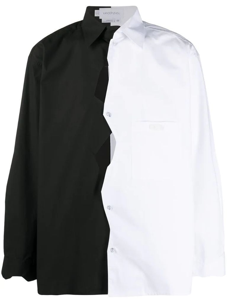 cut out two-tone shirt