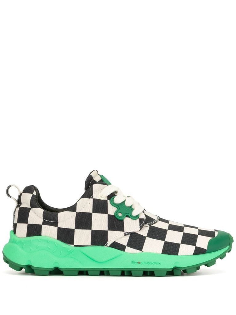 checkerboard-print sneakers