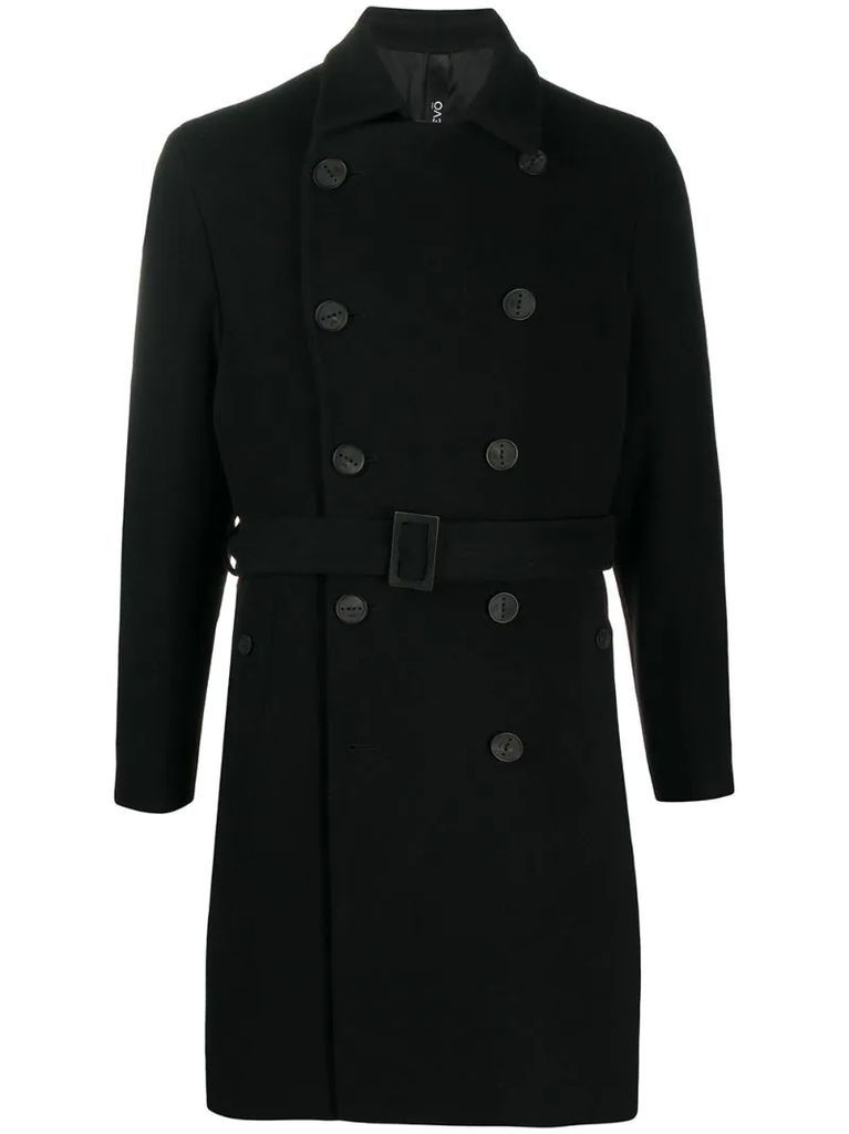 double breasted belted trench coat