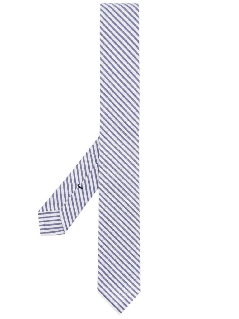 Classic Necktie In Navy Seersucker