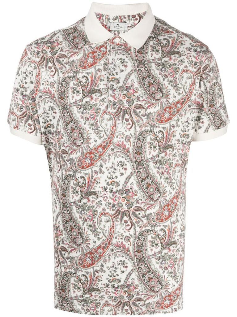 paisley-print cotton polo shirt