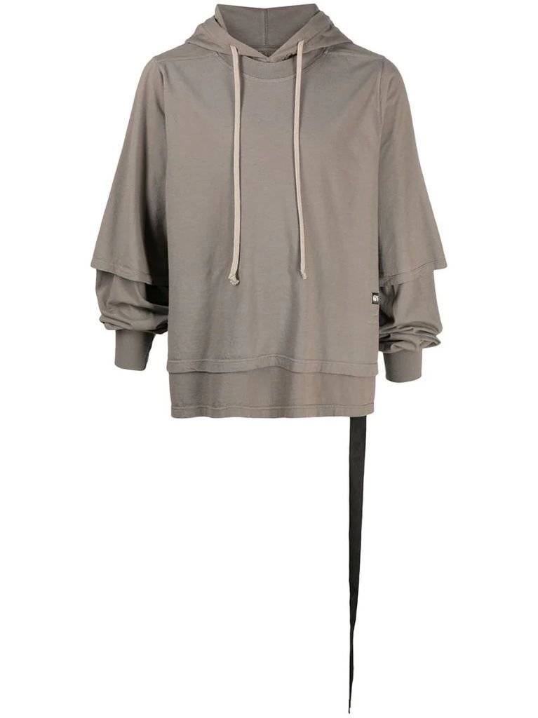 layered drawstring hoodie