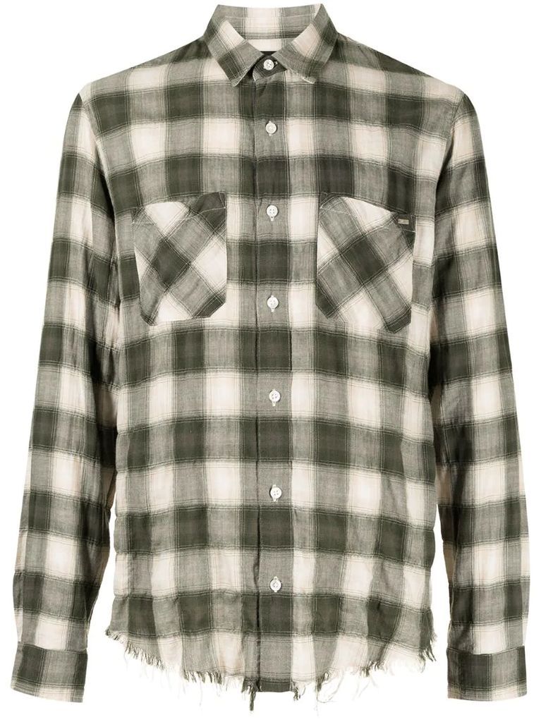 Sunfaded checked flannel shirt