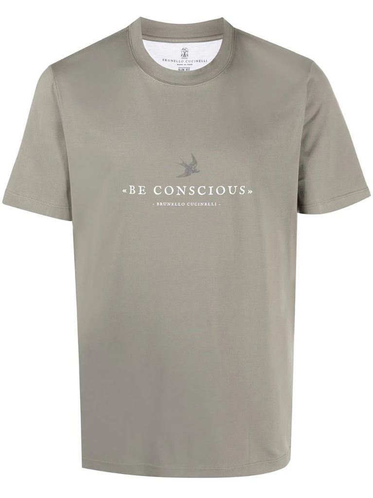 Be Conscious logo print T-shirt