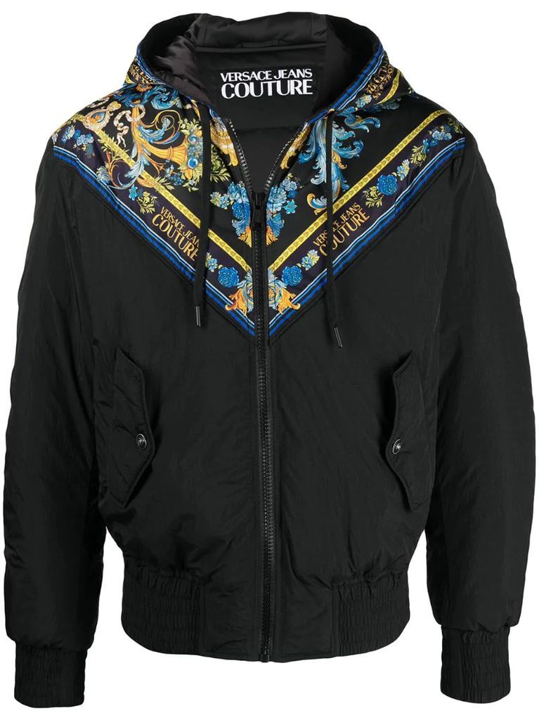 baroque-print hooded jacket