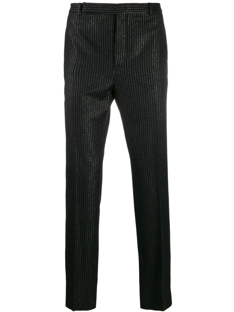 metallic stripe tailored trousers