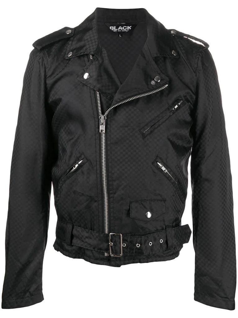 checkerboard biker jacket